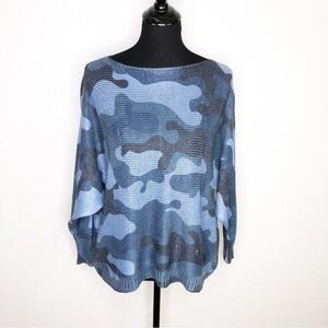 Free for Humanity navy blue and blue camo sweater